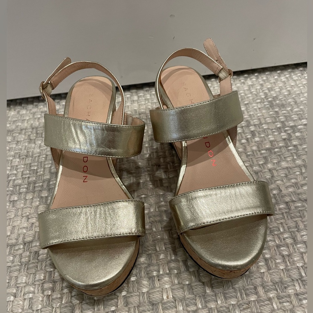 Sacha London Gold Leather Wedges